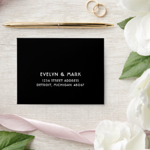Enveloppes Réponse de mariage Art Deco noir et blanc