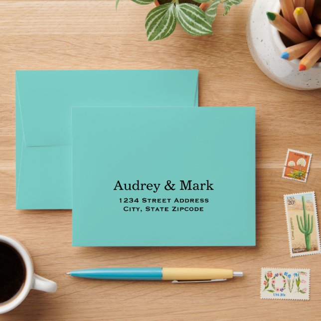 Enveloppes Réponse élégante du Mariage Aqua Blue (Desk)
