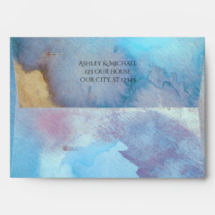 Enveloppes Résumé Abstrait Aquarelle Bleu & Sable Plage