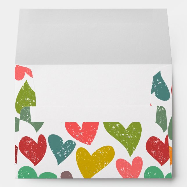 Enveloppes Retro Colorful Super Valentine Coeurs Motif (Dos (Bas))