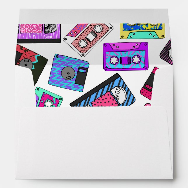 Enveloppes Rétro enregistreurs à cassettes modelés des années (Dos (Bas))
