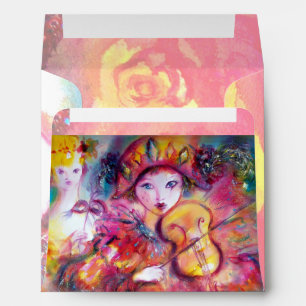 Enveloppes RLECCHINO ET COLOMBINA jaune rouge vif rose