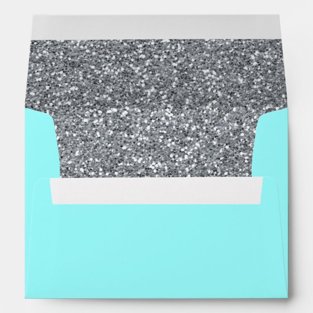 Enveloppes Robin's Egg Blue & Parties scintillant A7 (Dos (Bas))
