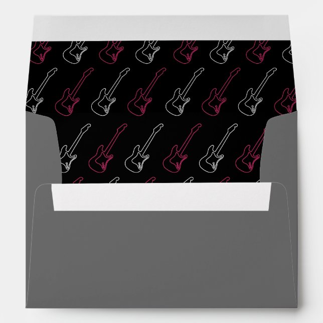Enveloppes Rock rose et gris 'n' Roll Music Mariage à thème (Dos (Bas))