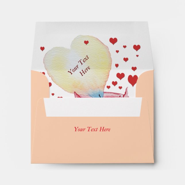 Enveloppes romantique coeur rouge en forme de flamme chandell (Dos (Bas))