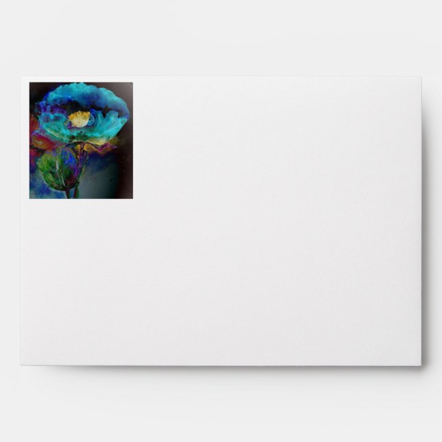 Enveloppes Romantique élégant tableau turquoise floral aquare (Devant)