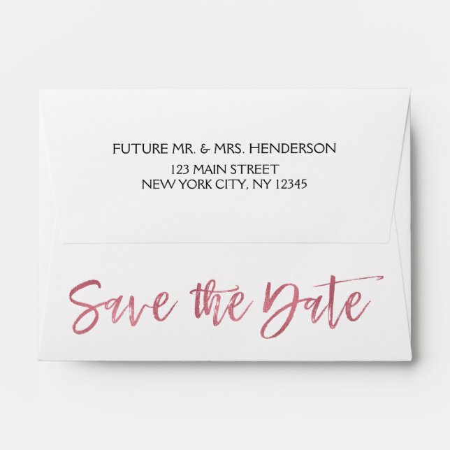 Enveloppes Rose Gold Foil Enregistrer la date (Dos (Haut rabat))