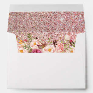 Enveloppes Rose Gold Parties scintillant rose Floral avec adr