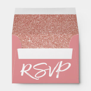 Enveloppes Rose Gold Pink RSVP avec étincelle et Parties scin