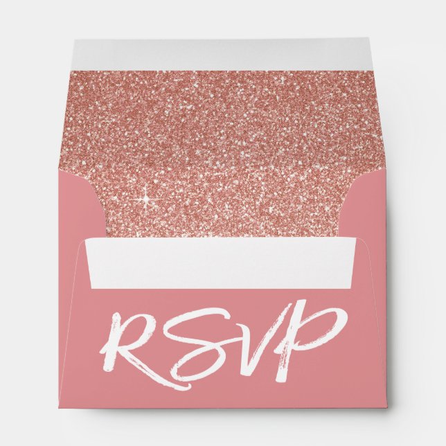 Enveloppes Rose Gold Pink RSVP avec étincelle et Parties scin (Dos (Bas))