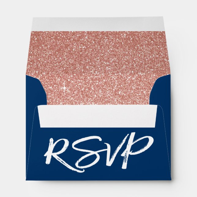 Enveloppes Rose Gold Pink RSVP avec étincelle et Parties scin (Dos (Bas))