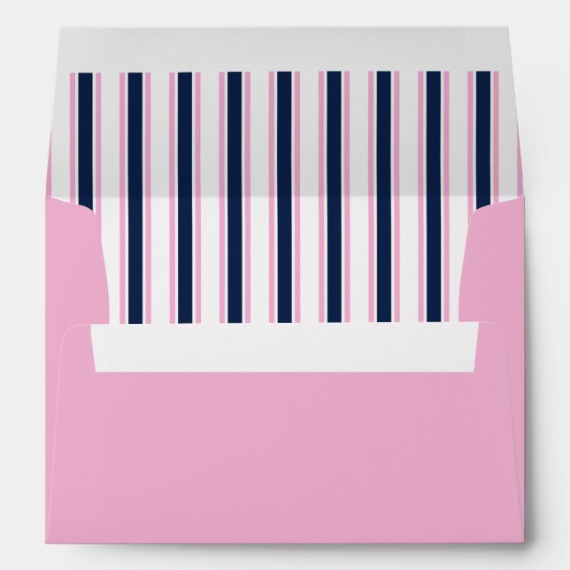 Enveloppes Rosée avec un revêtement à rayures bleues Navy (Dos (Bas))