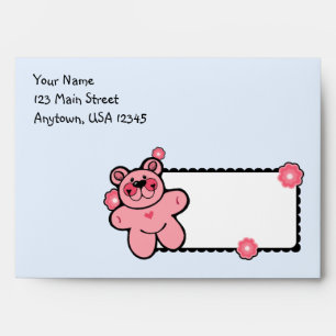 Enveloppes roses et bleues d'A7 de nounours d'ours