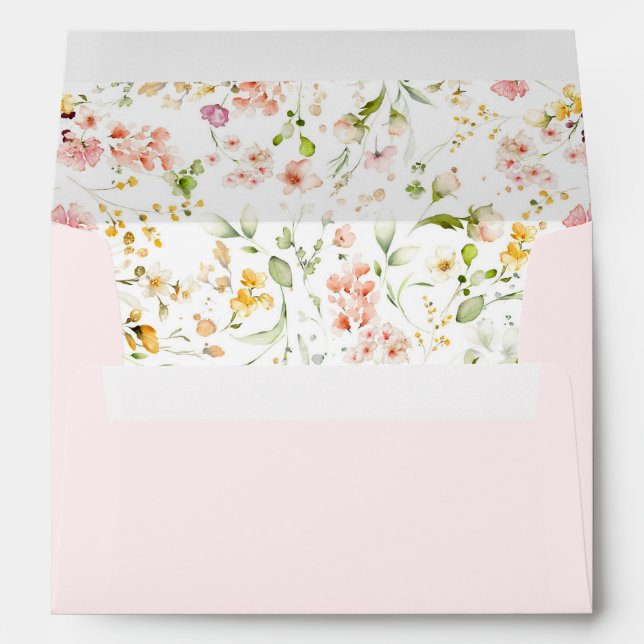 Enveloppes roses mignonnes fleurs sauvages (Dos (Bas))