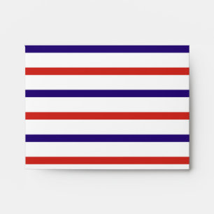 Enveloppes Rouge Blanc et Rayures Bleues