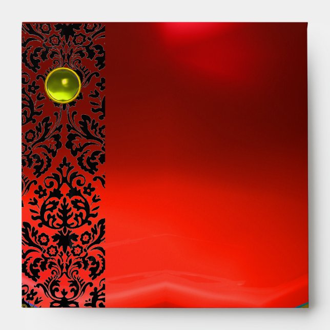 Enveloppes ROUGE DAMASK Ruby, Jaune Topaz Gold (Devant)