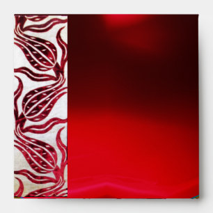 Enveloppes ROUGE VELVET DAMASK TULIPS Bourgogne Blanc