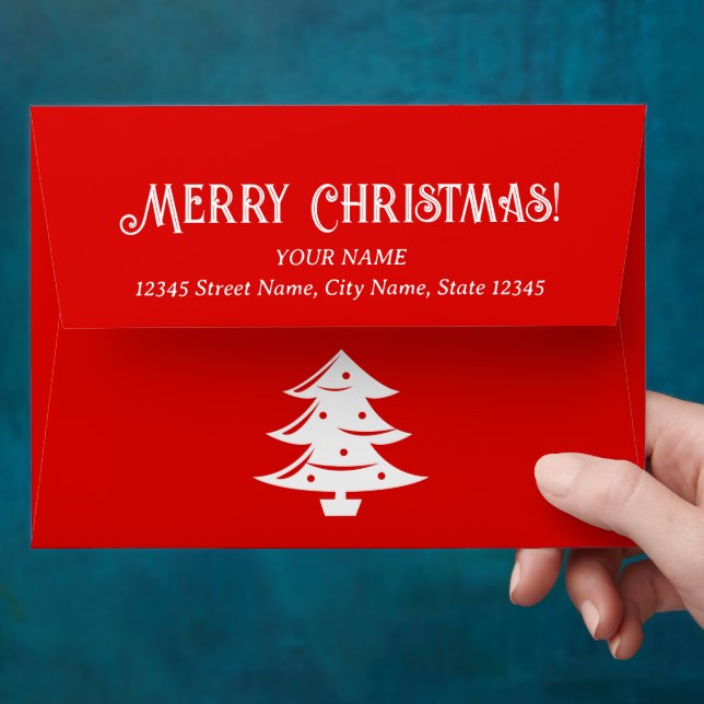 Enveloppes rouges de Noël avec icône d'arbre de No (Hand)