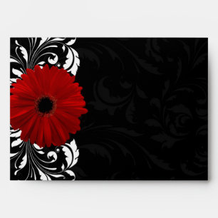 Enveloppes Rouges, noirs et blancs Gerbera Daisy