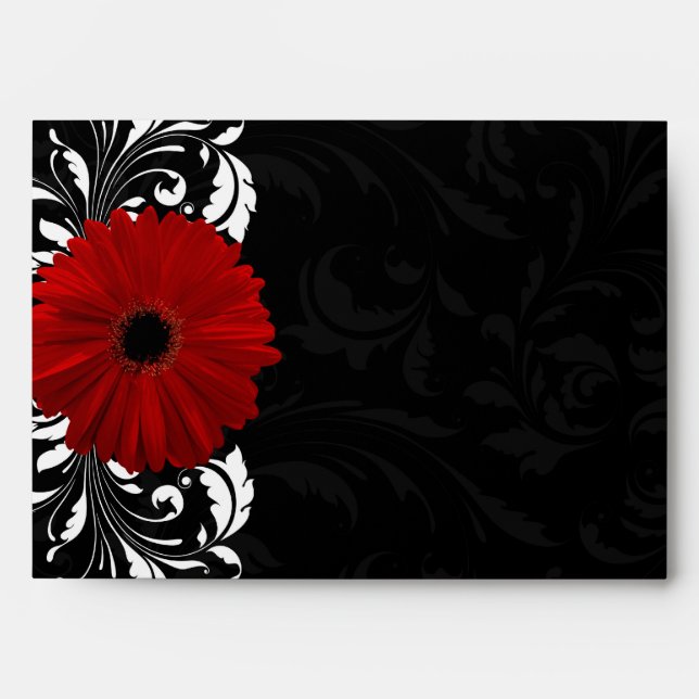 Enveloppes Rouges, noirs et blancs Gerbera Daisy (Devant)