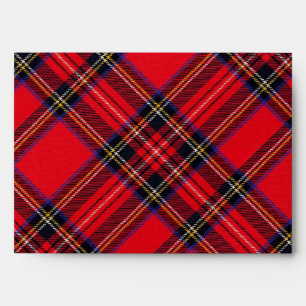 Enveloppes Royal Stewart tartan rouge noir plaid