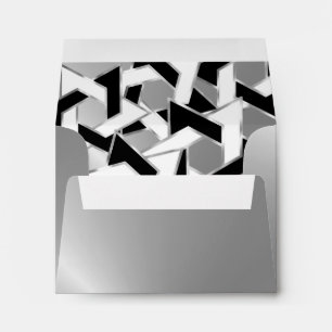Enveloppes RSVP Black White Star de David sur Argent