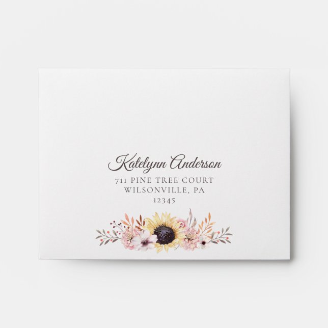 Enveloppes RSVP Bouquet de tournesol (Devant)