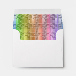 Enveloppes RSVP coloré Rainbow Star Damask