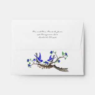 Enveloppes RSVP de mariage bleu vintage Bluebird L