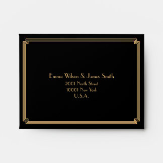 Enveloppes RSVP de mariage noir Gatsby Art Déco