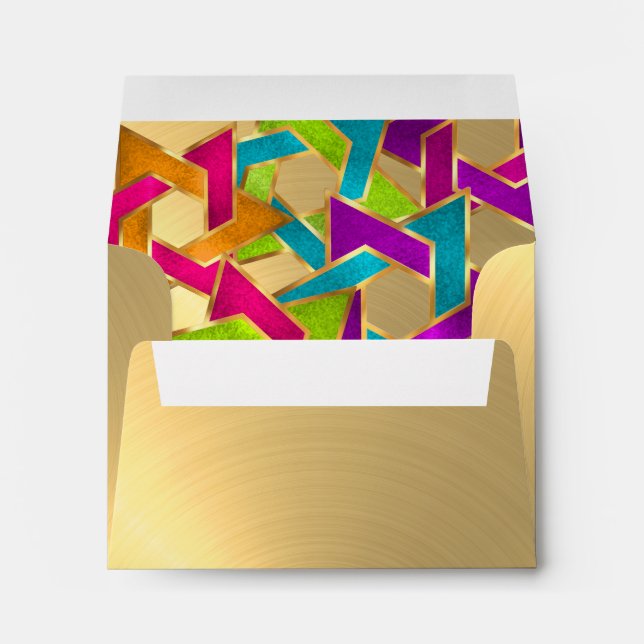 Enveloppes RSVP Multicolore Star de David Gold (Dos (Bas))