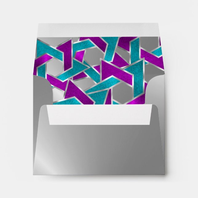 Enveloppes RSVP violet étoile Turquoise David Silver (Dos (Bas))