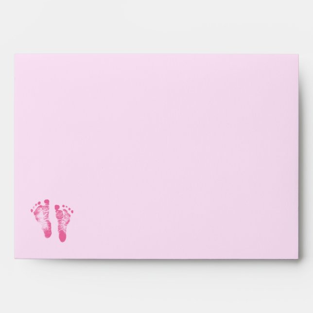 Enveloppes Ruban mignon de rose de baby shower d'empreintes (Devant)