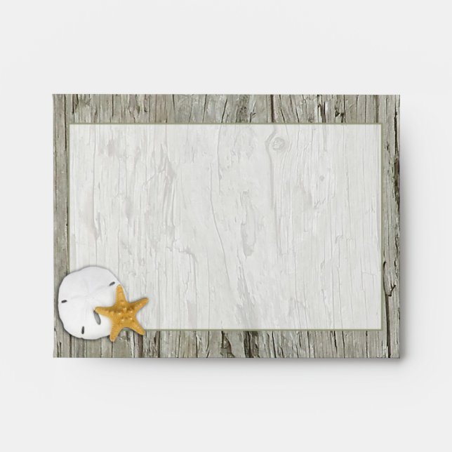 Enveloppes Rustic Beach Driftwood Sand Dollar Mariage RSVP (Devant)