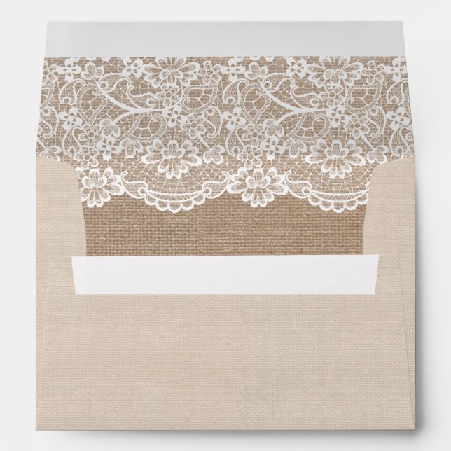 Enveloppes Rustic Country Burlap Élégant Mariage dentelle 5x7 (Dos (Bas))