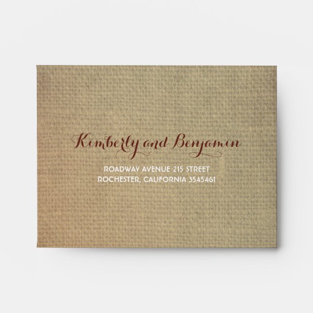 Enveloppes Rustic Fall quitte Burlap Texture Wedding RSVP (Devant)