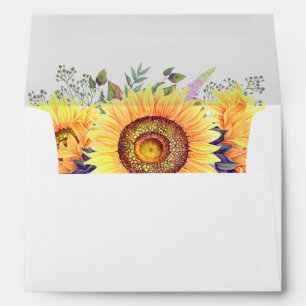 Enveloppes Rustic Sunflower Floral & Adresse de retour