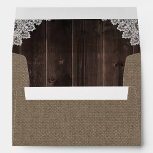 Enveloppes Rustique Burlap et dentelle Country Barne Mariage