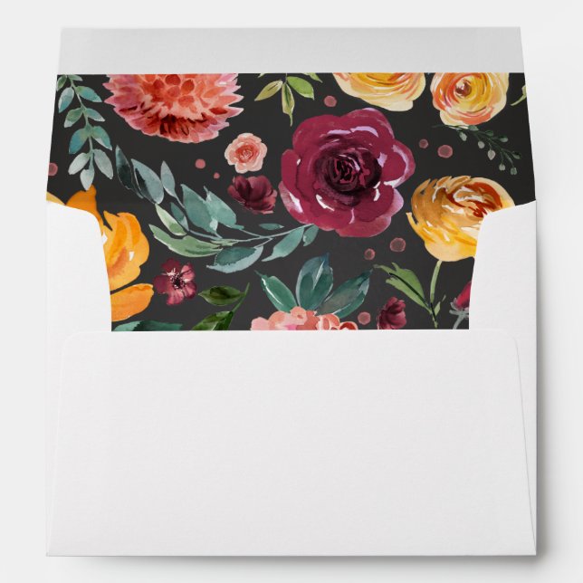 Enveloppes Rustique Chalkboard Aquarelle Mariage Floral (Dos (Bas))