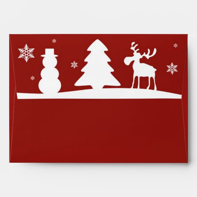 Enveloppes Sapin de Noël Renne Bonhomme de neige (Dos (Haut rabat))