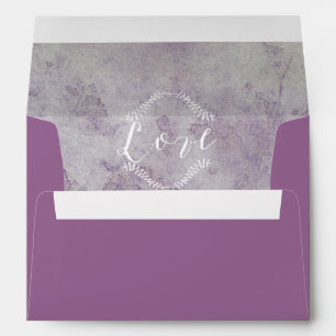 Enveloppes Script d'amour orné de violet profond Vintage lié