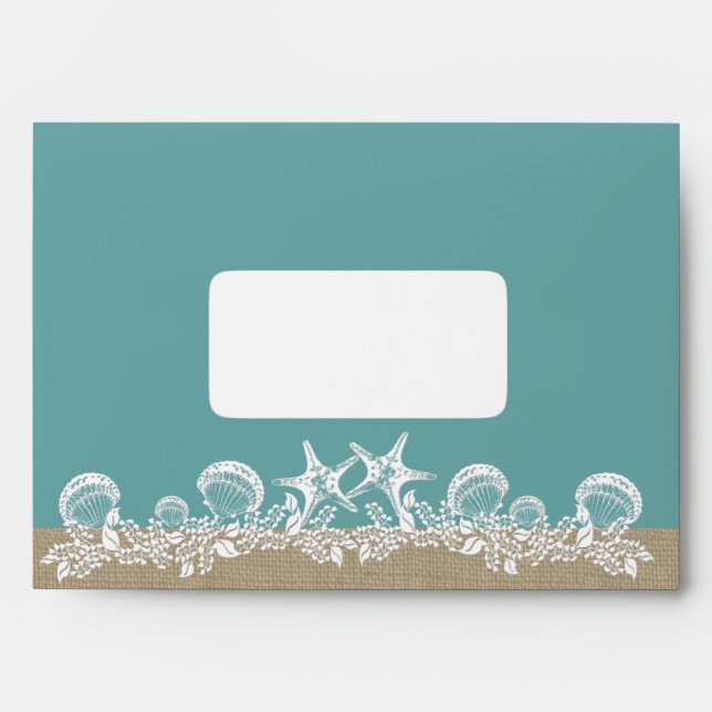 Enveloppes Sea Garland Starfish Beach Mariage Turquoise (Devant)