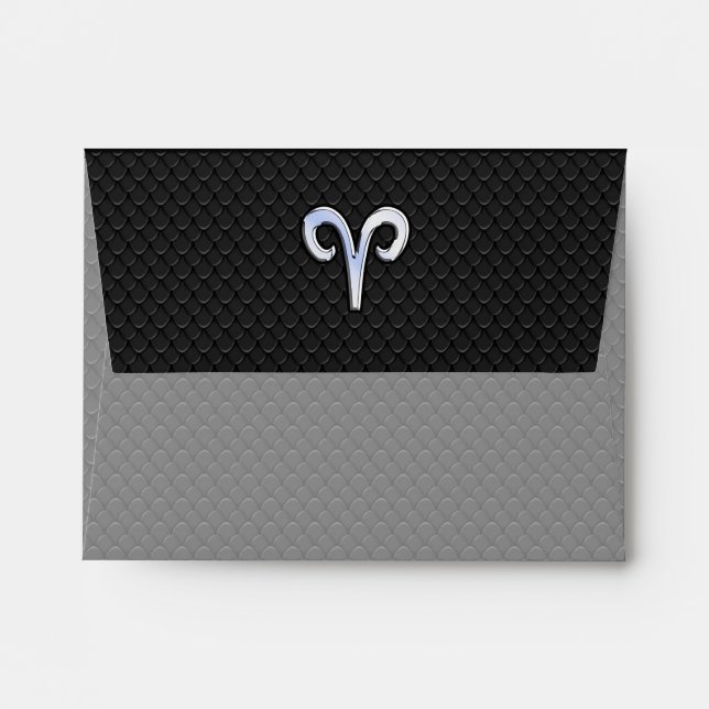 Enveloppes Silver Chrome Comme Aries Zodiac SIGNE (Dos (Haut rabat))