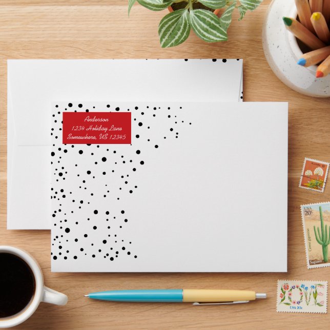 Enveloppes Simple moderne rouge noir et blanc (Desk)