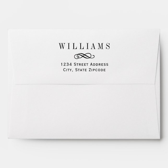 Enveloppes Simplement Elegant Black and White Mariage Mailing (Dos (Haut rabat))