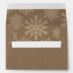 Enveloppes Snowflakes rustiques d'hiver Kraft préadressés
