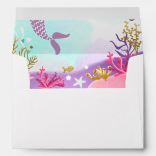 Enveloppes Sous l'enveloppe de la mer, la sirène rose violet