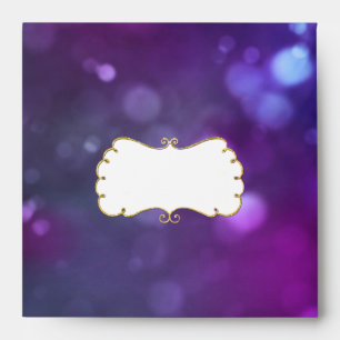 Enveloppes Sq Bleu violet couleur Bokeh or Parties scintillan