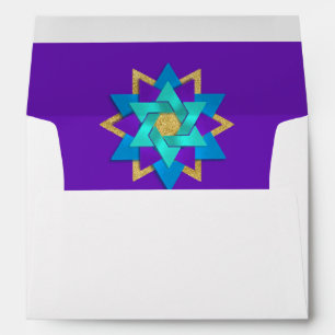 Enveloppes Star Flower Turquoise bleu violet Aqua