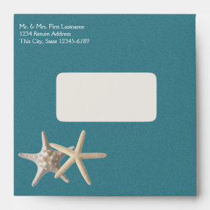 Enveloppes Starfish et Burlap Look Turquoise